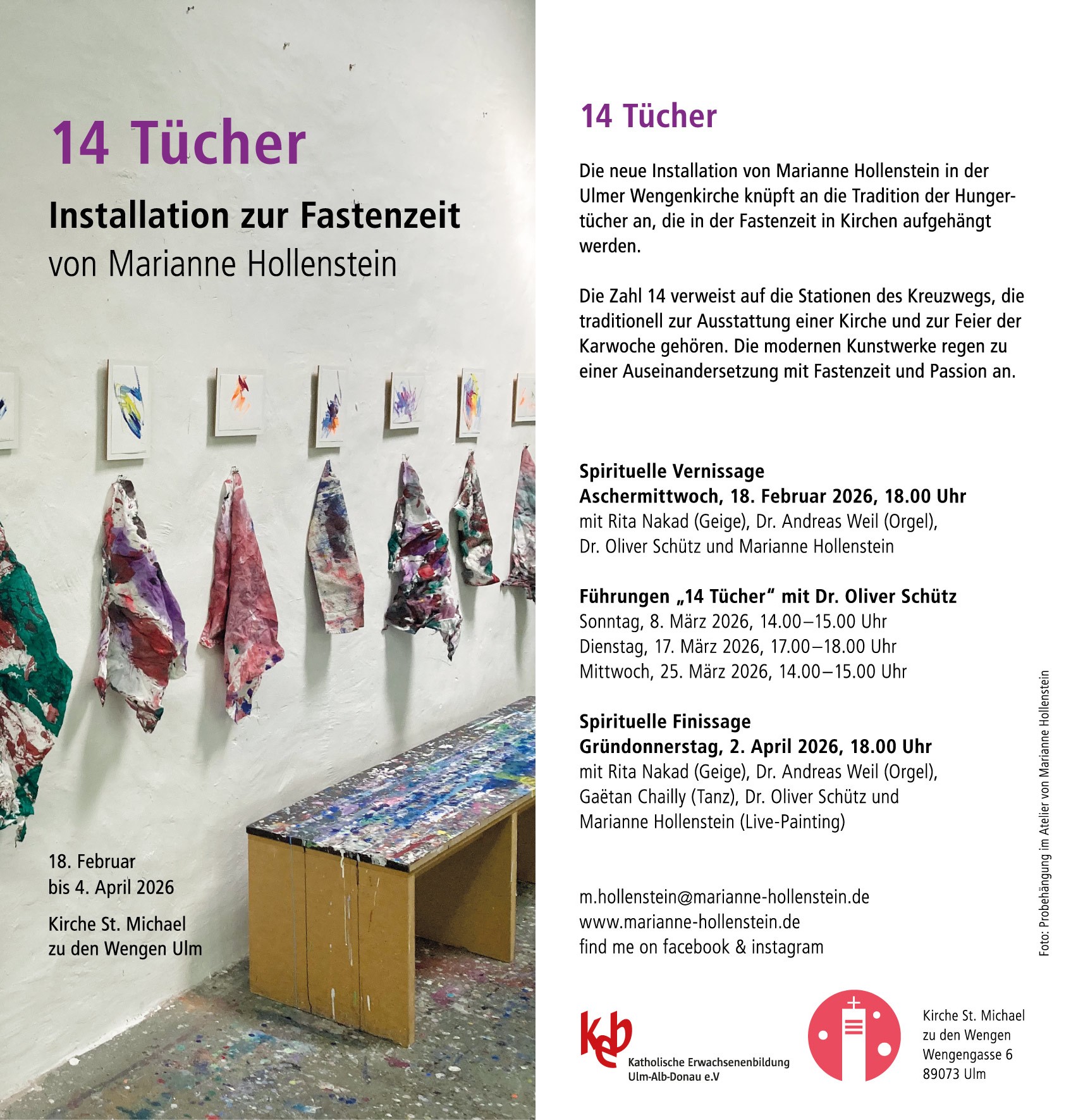 Bild:Bilder: Vorschau auf die Installation, Fotos: Marianne Hollenstein / keb, Oliver Schütz